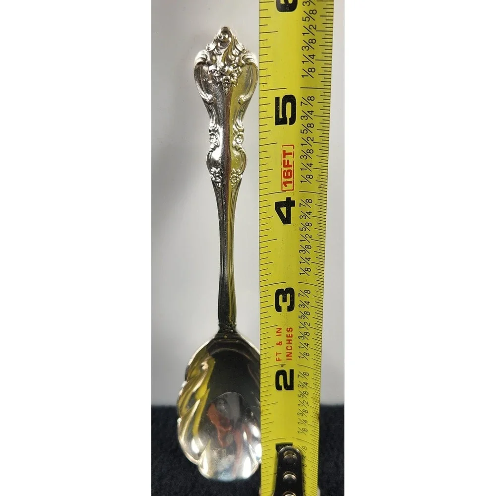 Vintage Internation Deep Silver  Scalloped Sugar Spoon Silverplated